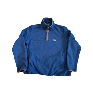 LL Bean Mens Mockneck Pullover Sweater Fleece 1/4 Snap Up Logo Size Large